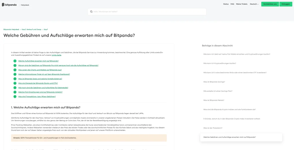 Gebühren bei Bitpanda