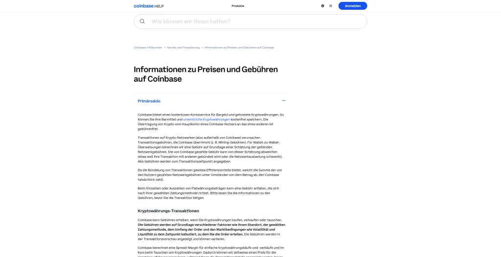 Gebühren bei Coinbase