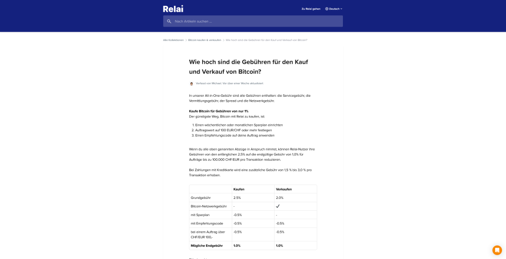 Gebühren bei Relai