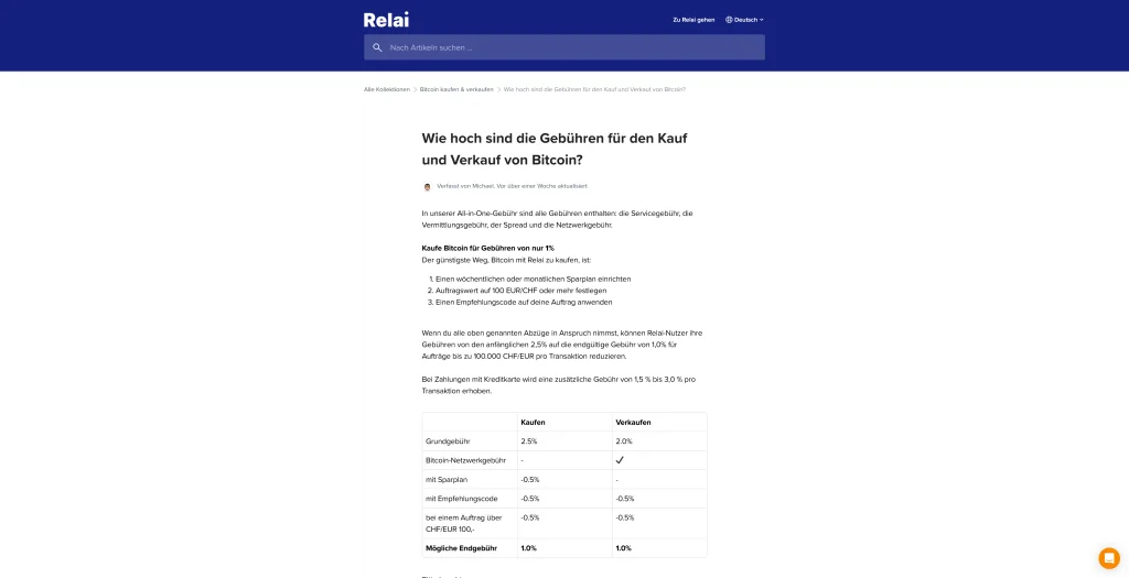 Gebühren bei Relai