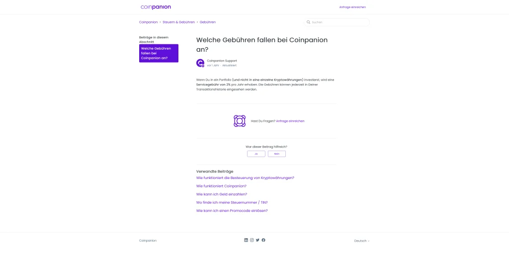 Gebühren bei Coinpanion