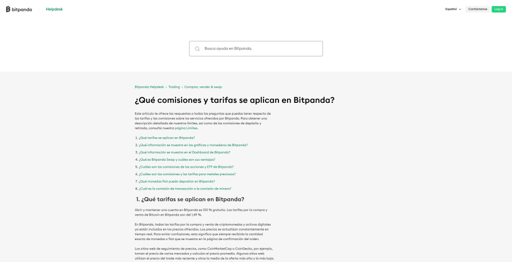 Comisiones de Bitpanda