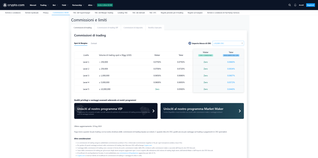 Commissioni di Crypto.com