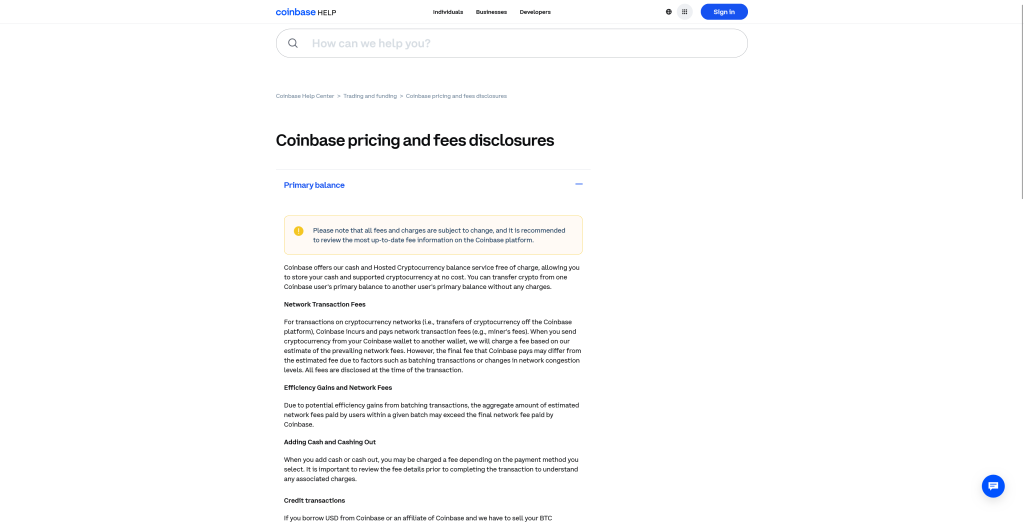 Kosten van Coinbase