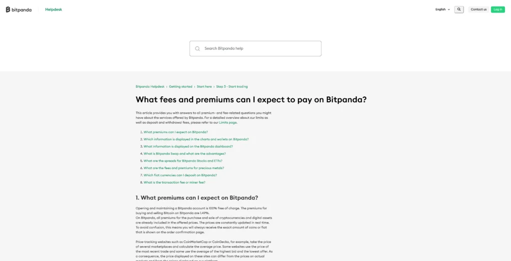 Avgifter på Bitpanda