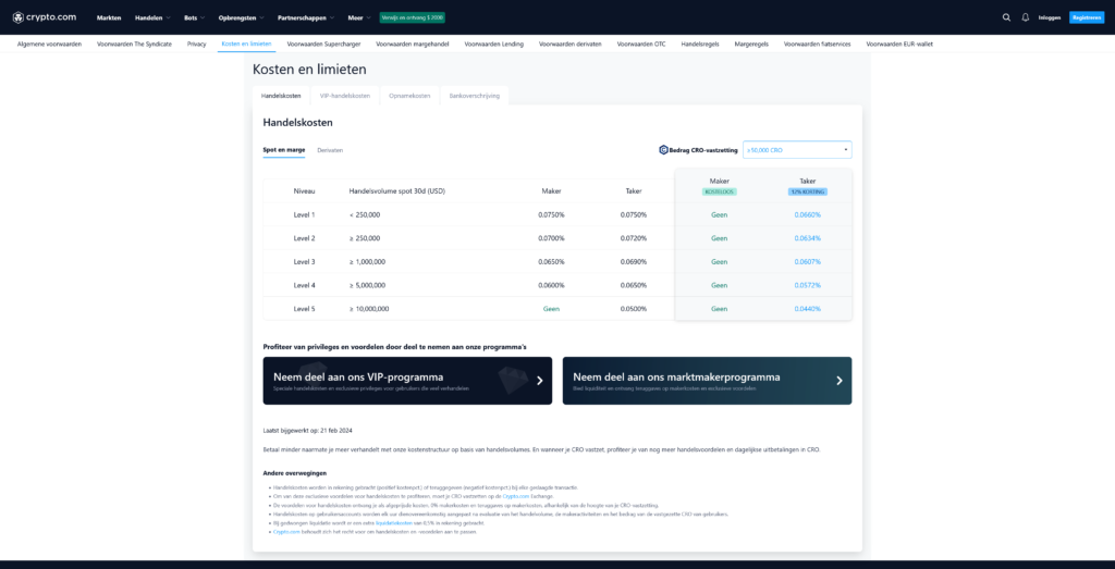 Kosten van Crypto.com